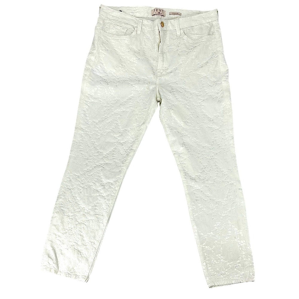 JEN7 by 7 For All Mankind White Embossed Ankle Skinny Jeans‎ Size 16